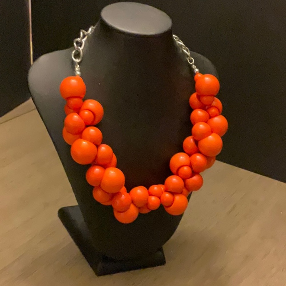 Vibrant Orange Multi-Strand Beaded Necklace